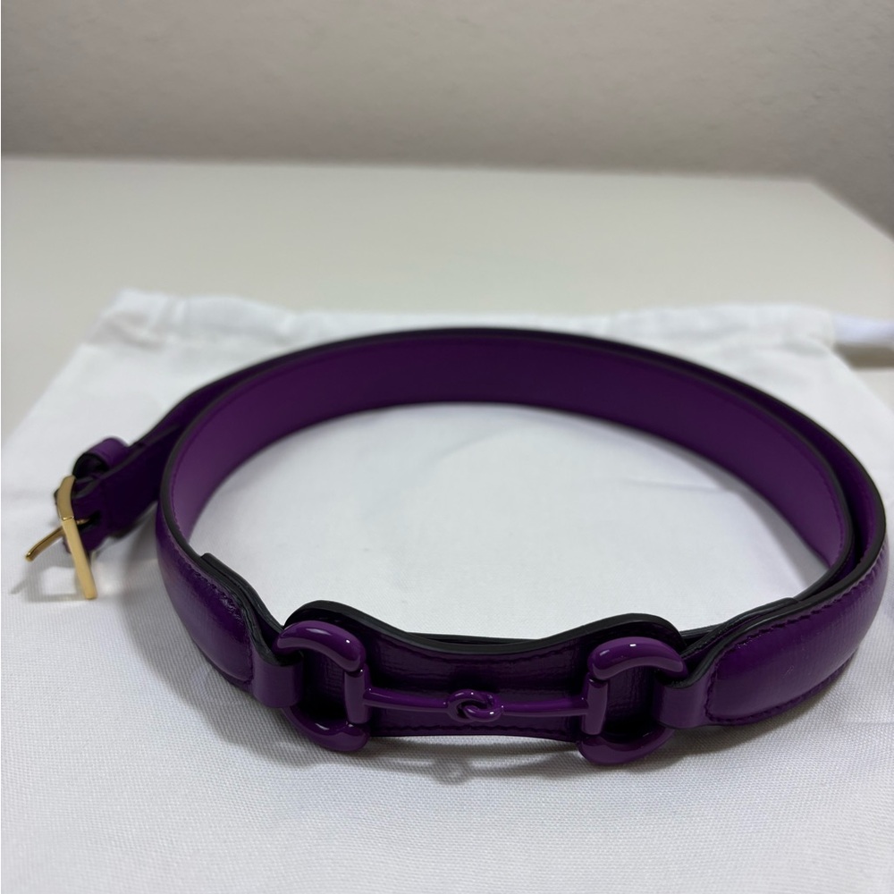 Gucci Horsebit Leather Thin Belt - Picture 2 of 8